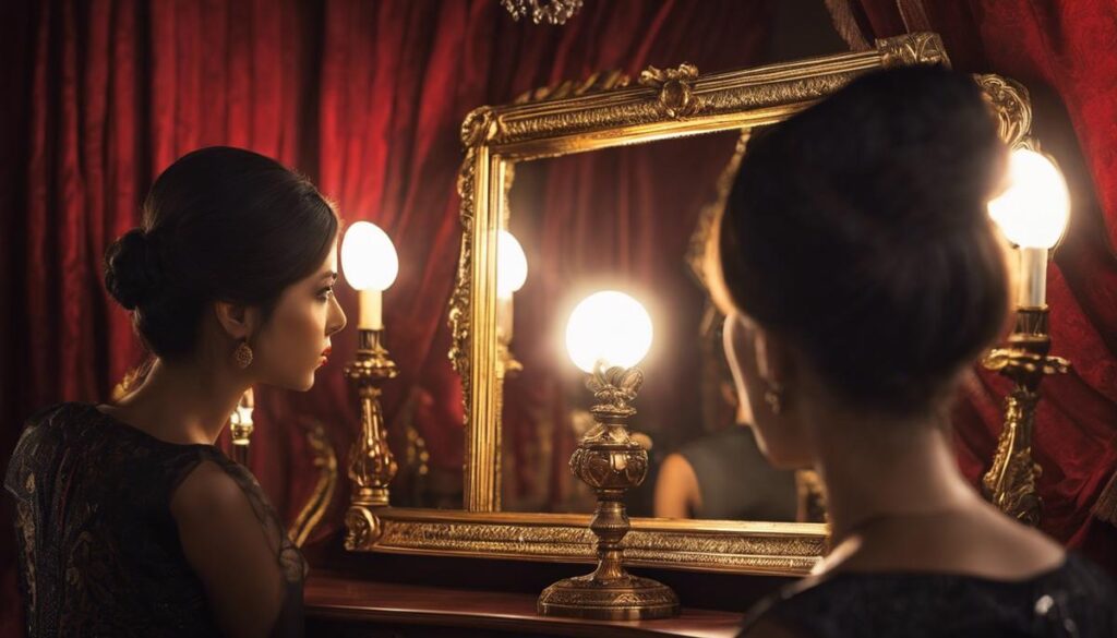 An image illustrating a person looking at the mirror, symbolizing narcissism